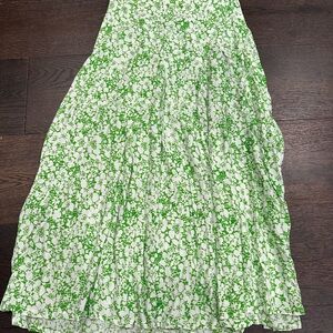 Green and White Floral Faithfull the Brand Midi Skirt